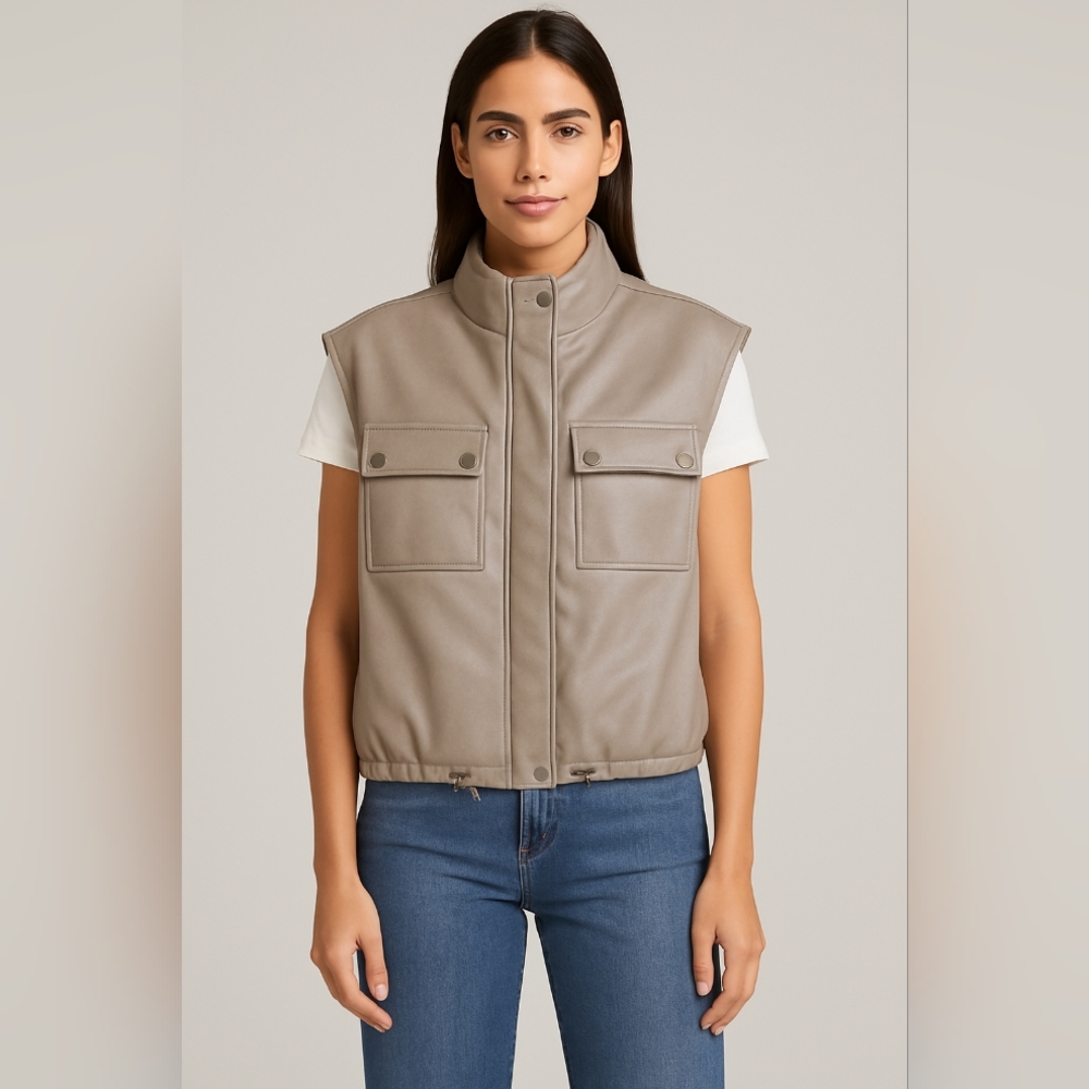 Bagatelle Collection Faux Leather Vest Small NWT